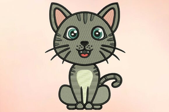 Cute Grey Tabby Kitten: Embroidery Design Review