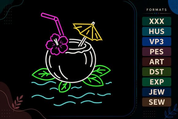 Tropical Coconut Drink Summer Embroidery Review